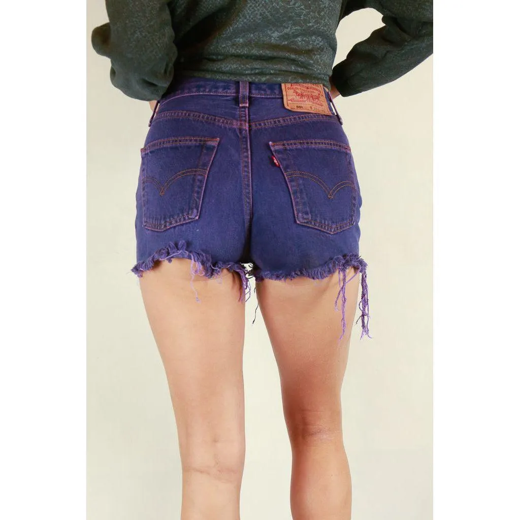 Levis 501 Purple wash Denim Cut Off Shorts - Size 27