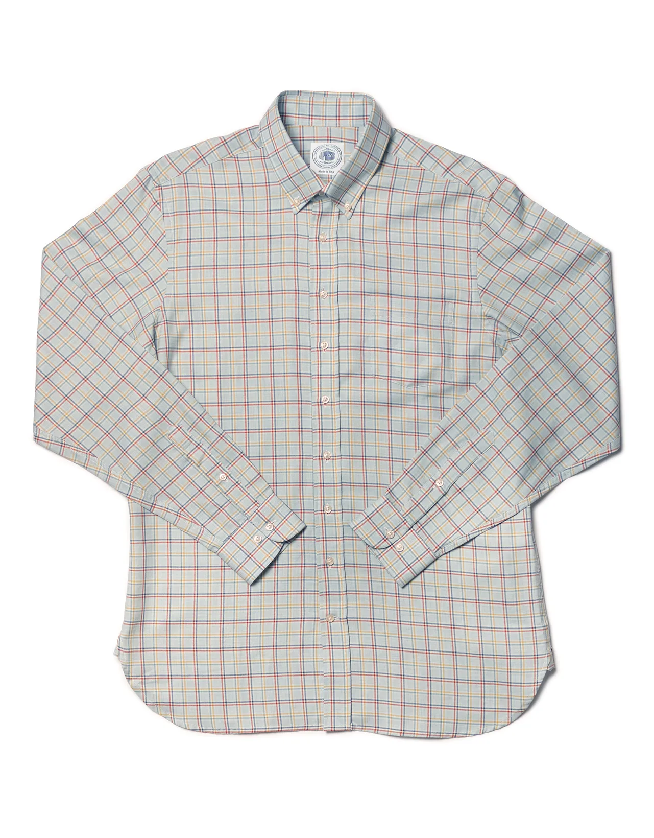 LIGHT BLUE WITH MULTI PANE COTTON/WOOL LONGSLEEVE SPORT SHIRT