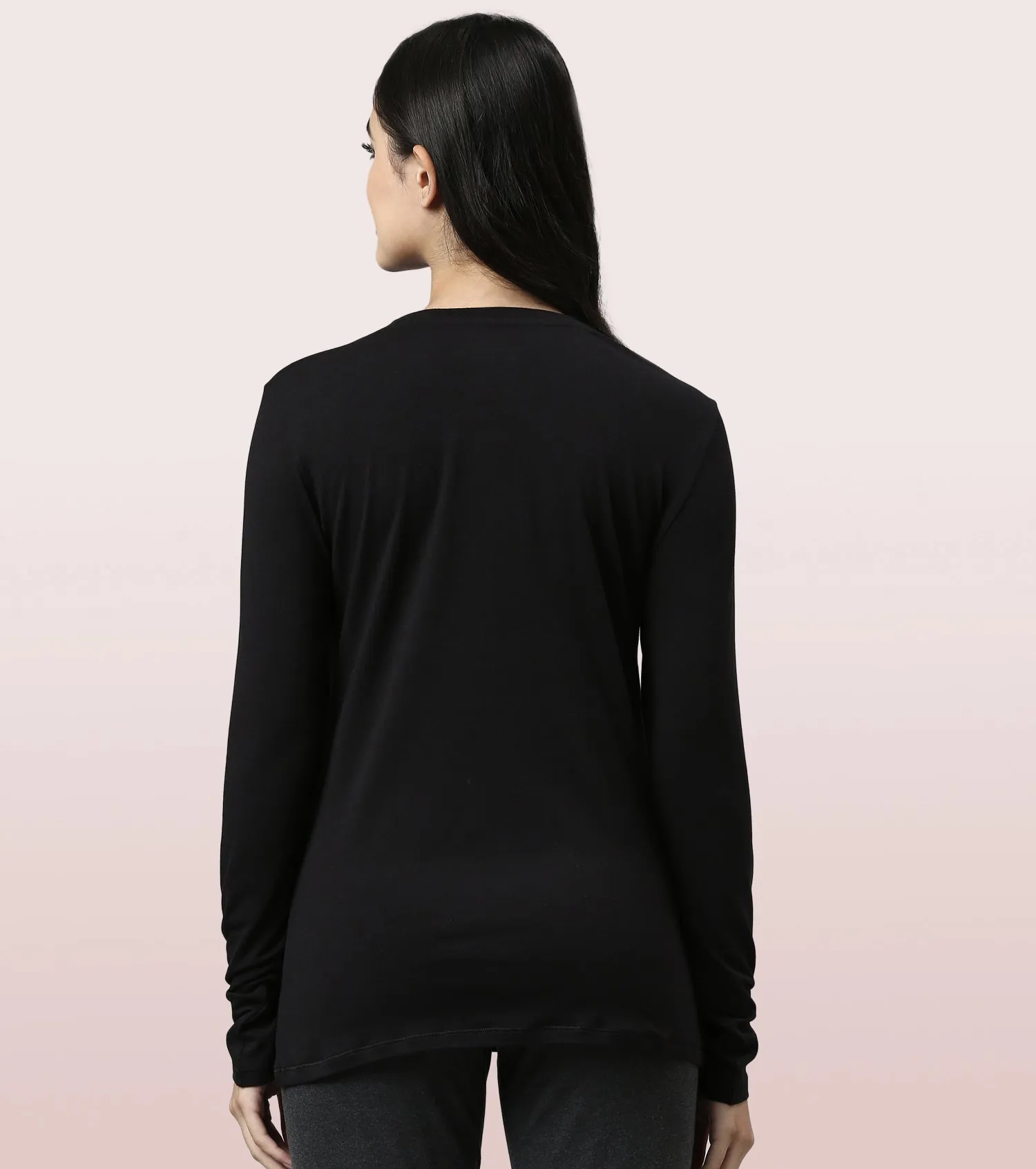 Long Sleeve Basic Crew Tee – Graphic Print | Crew Neck Basic Stretch Cotton Tee