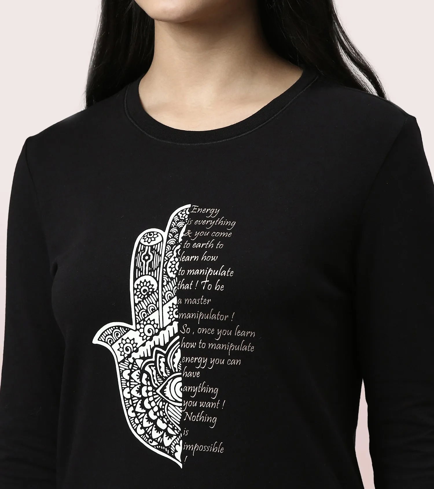 Long Sleeve Basic Crew Tee – Graphic Print | Crew Neck Basic Stretch Cotton Tee