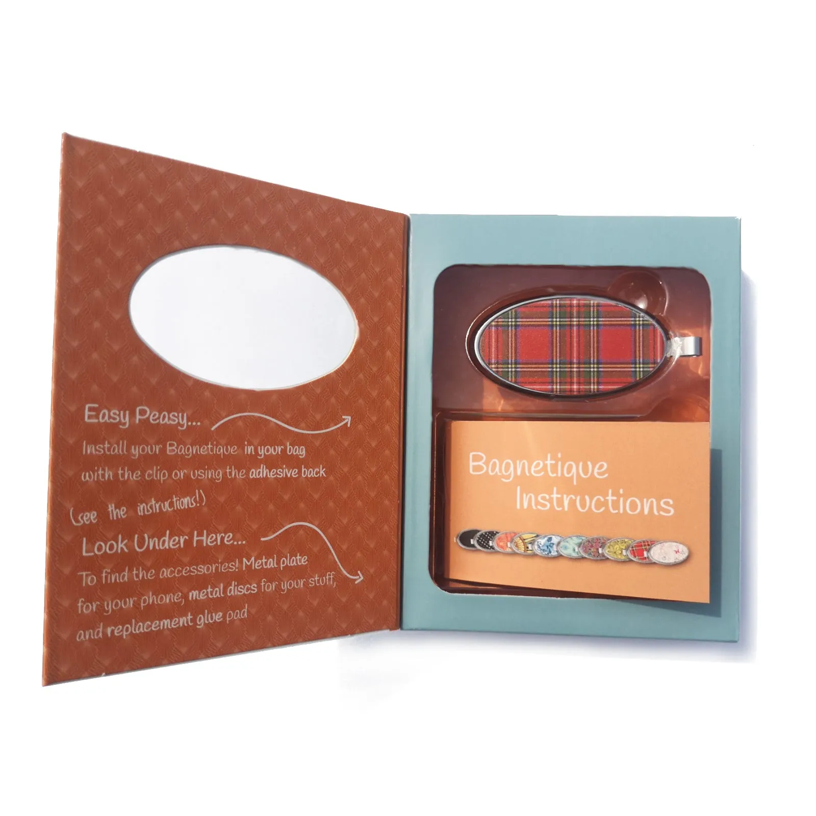 Magnetic Phone Holder | For Handbag, Car, Home, Office | Red Tartan Design
