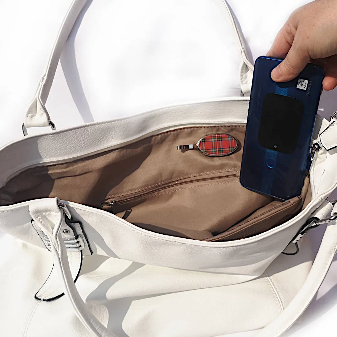 Magnetic Phone Holder | For Handbag, Car, Home, Office | Red Tartan Design