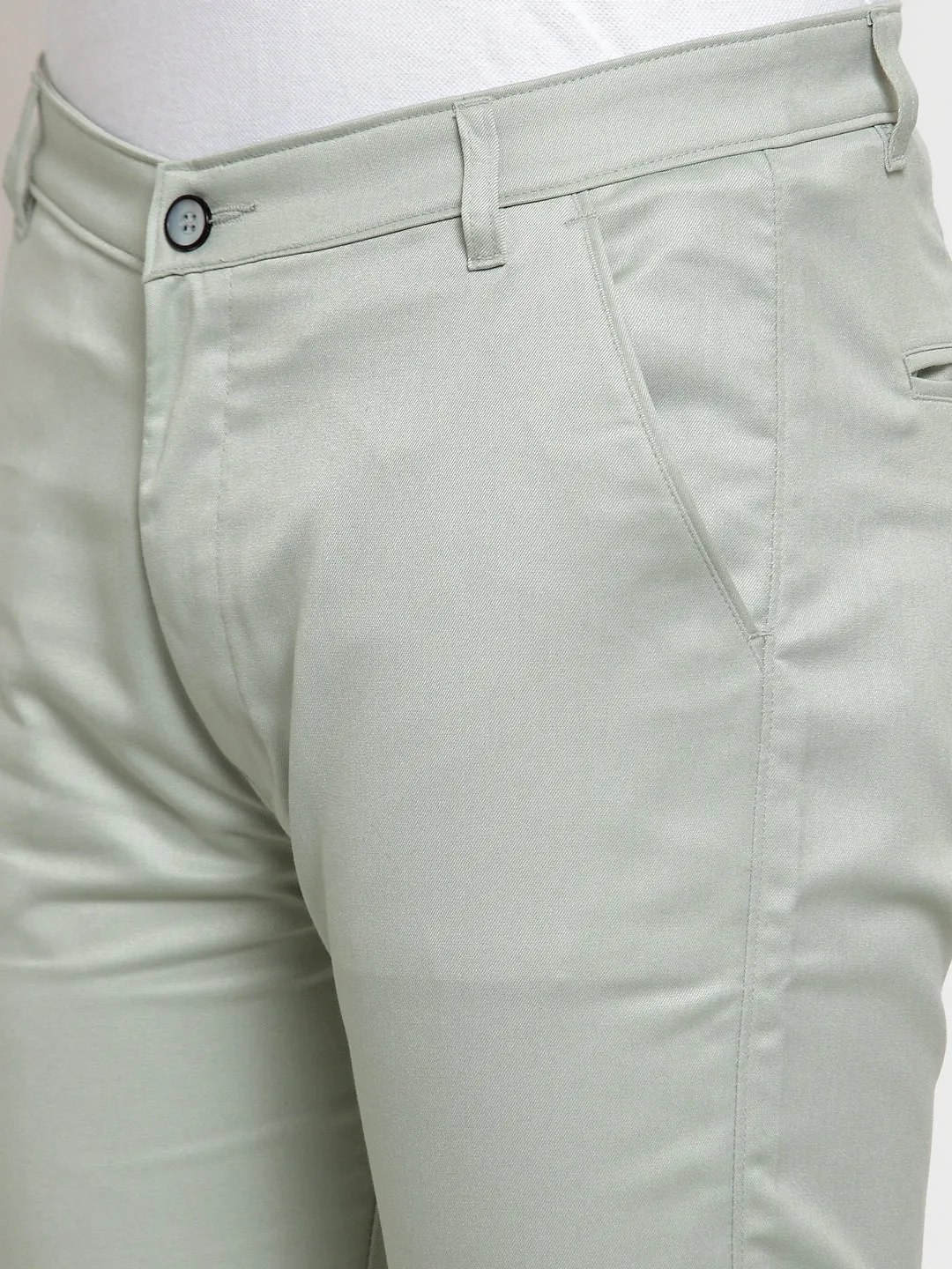 Men's Green Solid Formal Trousers ( FGP 253Pista ) - Jainish