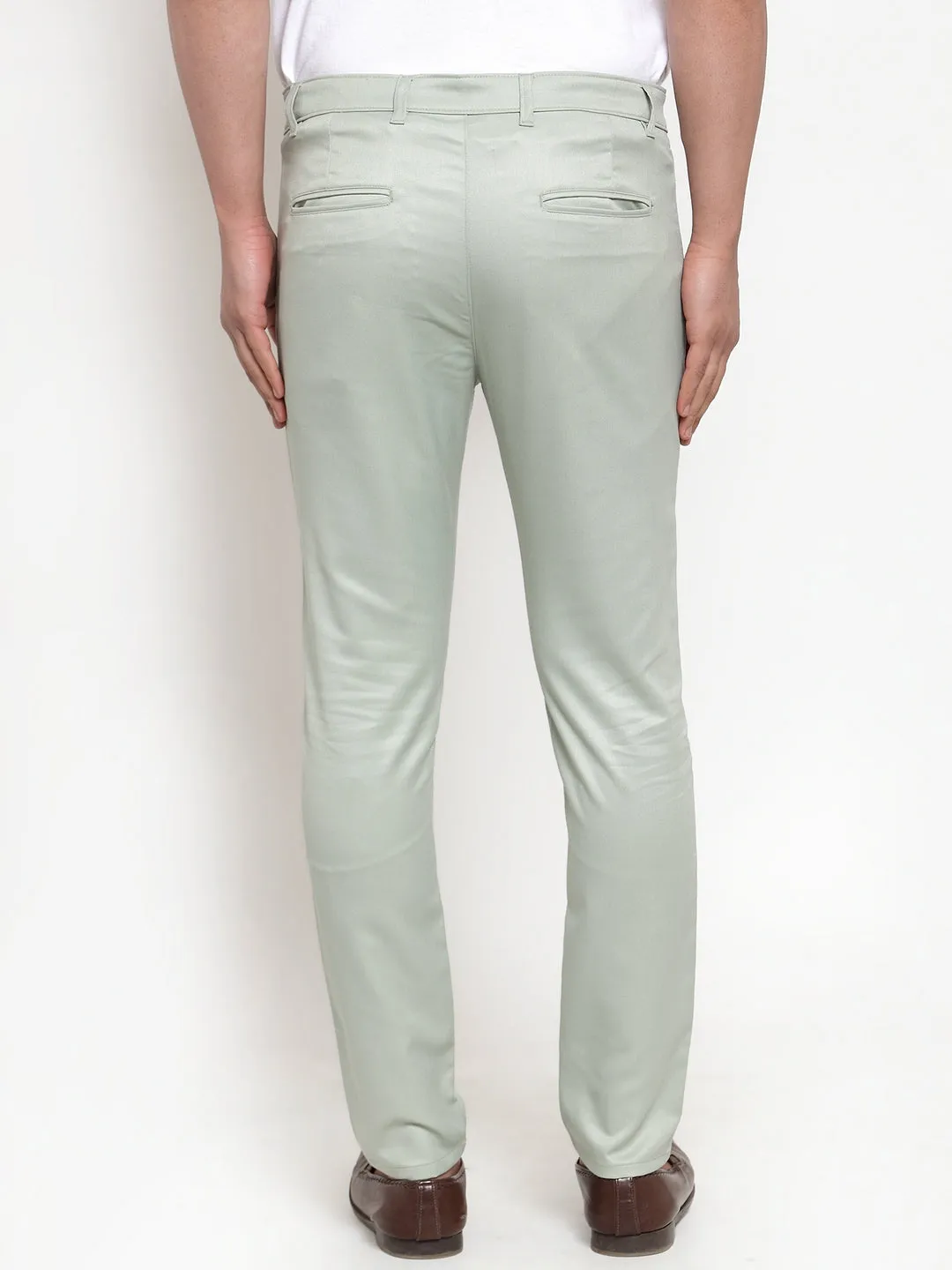 Men's Green Solid Formal Trousers ( FGP 253Pista ) - Jainish