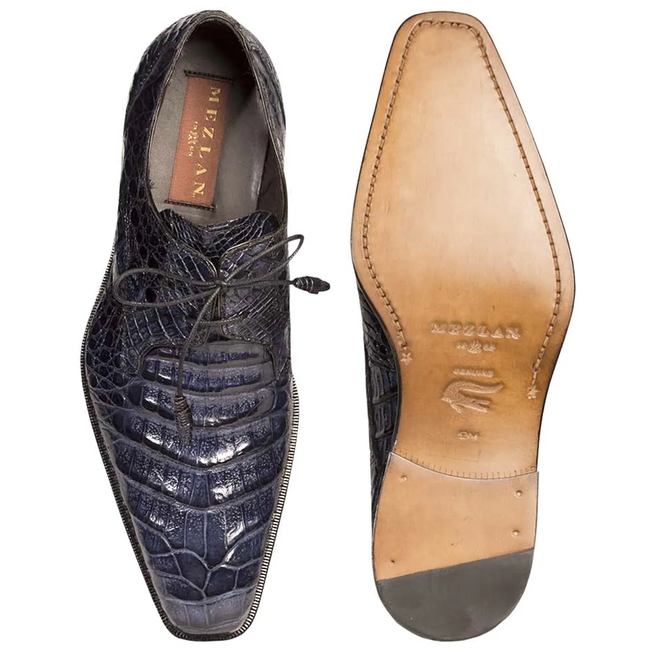 Mezlan Anderson Blue Genuine Crocodile Lace-Up