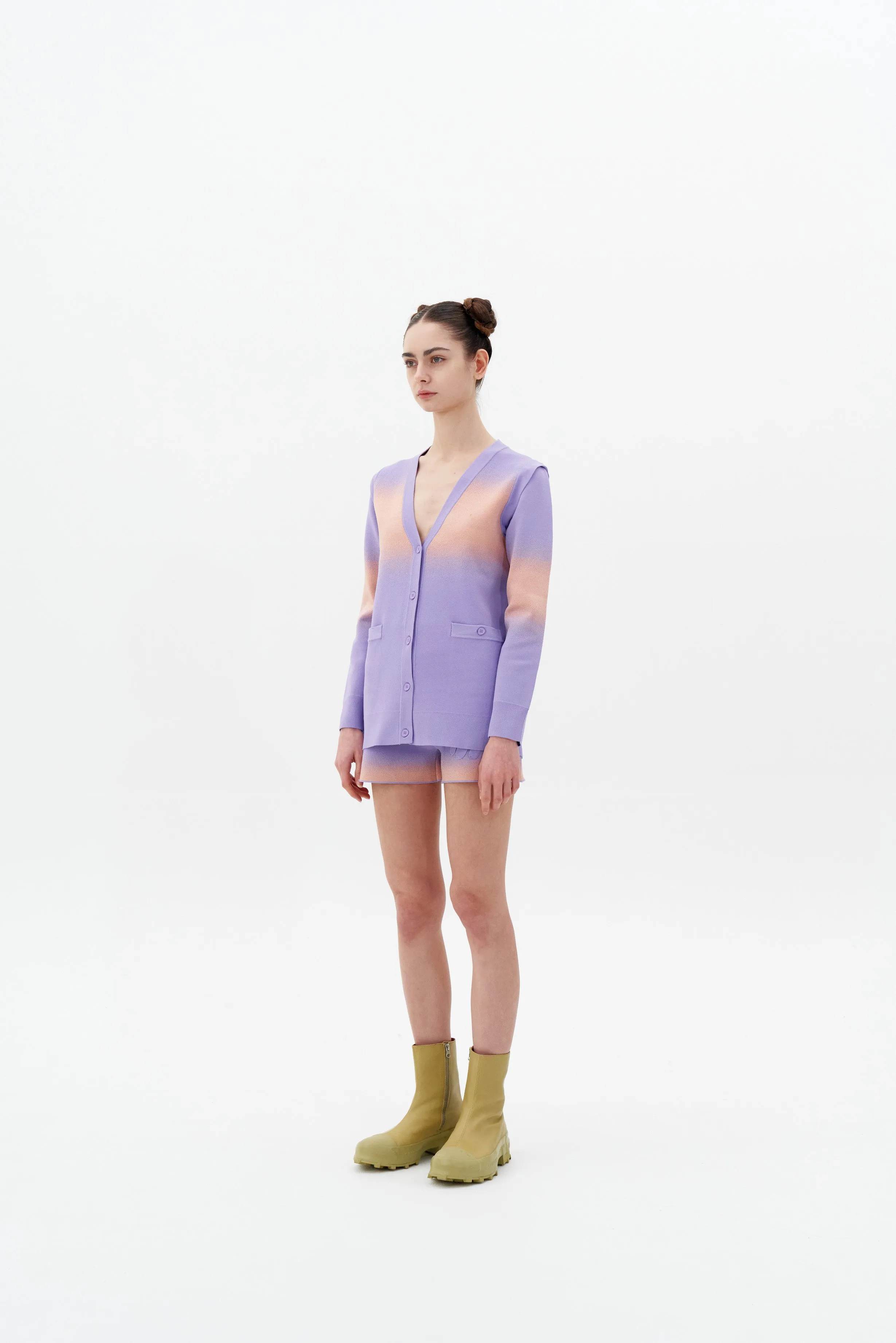 NARVI "SPRAY PAINTED" OVERSIZED CARDIGAN WITH DETACHABLE SLEEVES