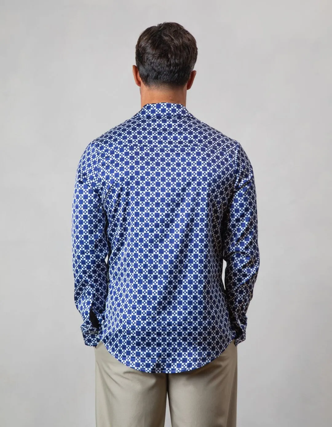 Navy/White Block Printed Long Sleeve Shirt