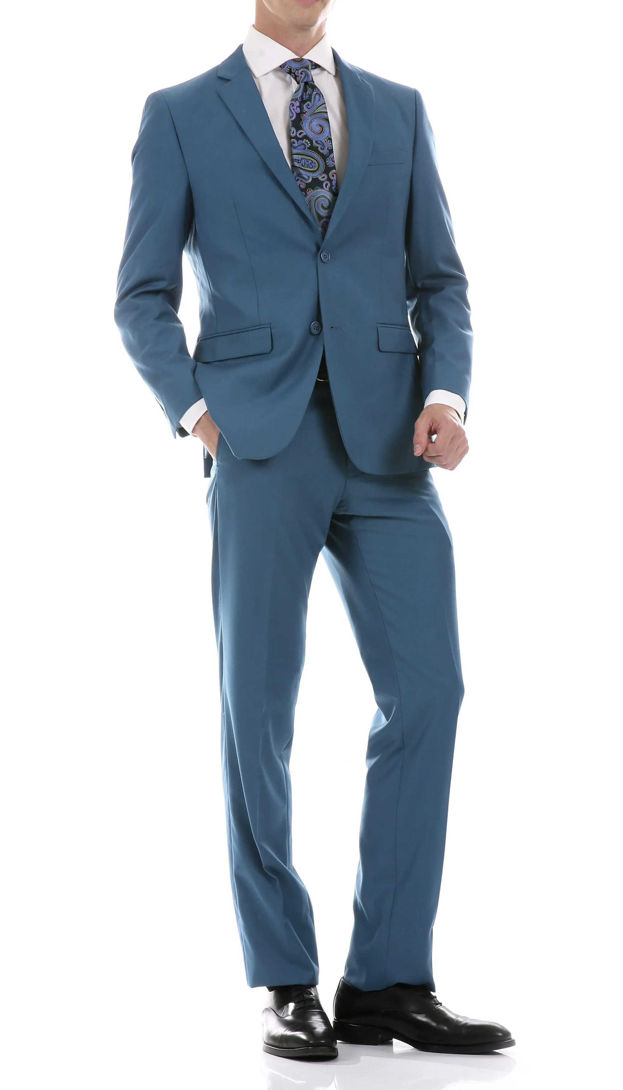 Oslo Collection - Slim Fit 2 Piece Suit Color Teal