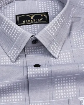 Ottarwa Gray Dobby Jacquard Check Premium Gizza Shirt