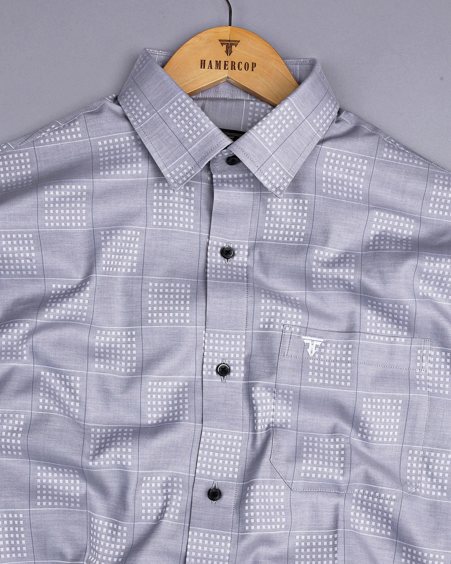 Ottarwa Gray Dobby Jacquard Check Premium Gizza Shirt