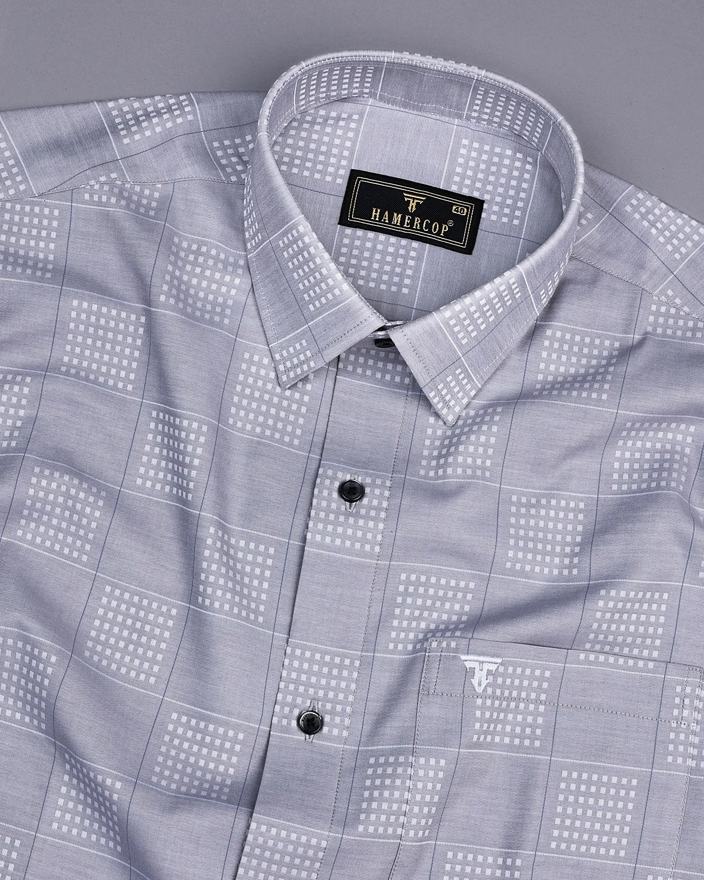 Ottarwa Gray Dobby Jacquard Check Premium Gizza Shirt