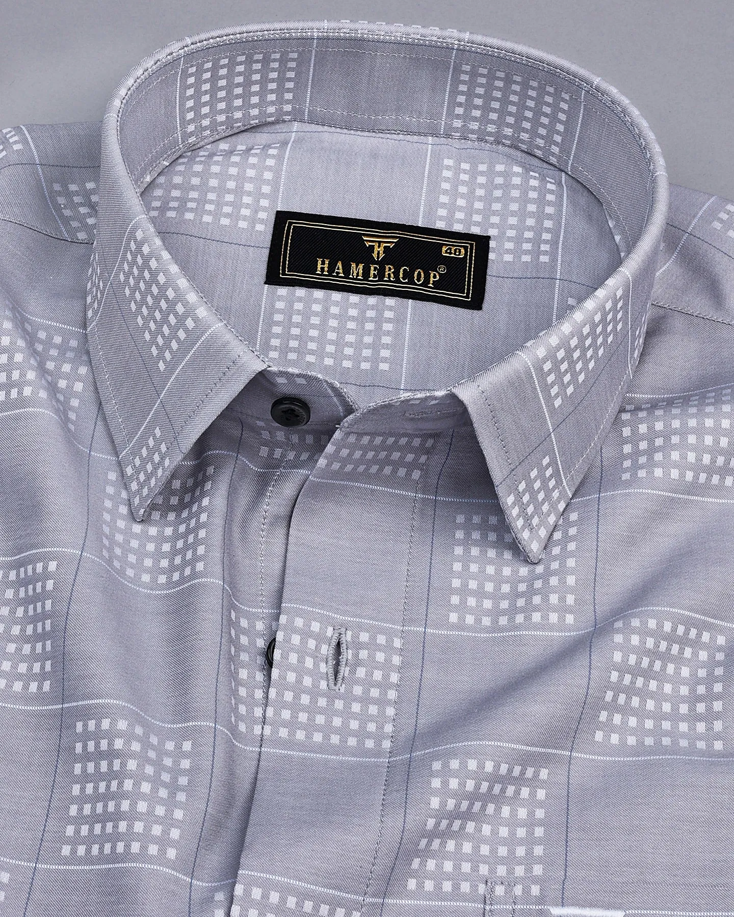 Ottarwa Gray Dobby Jacquard Check Premium Gizza Shirt