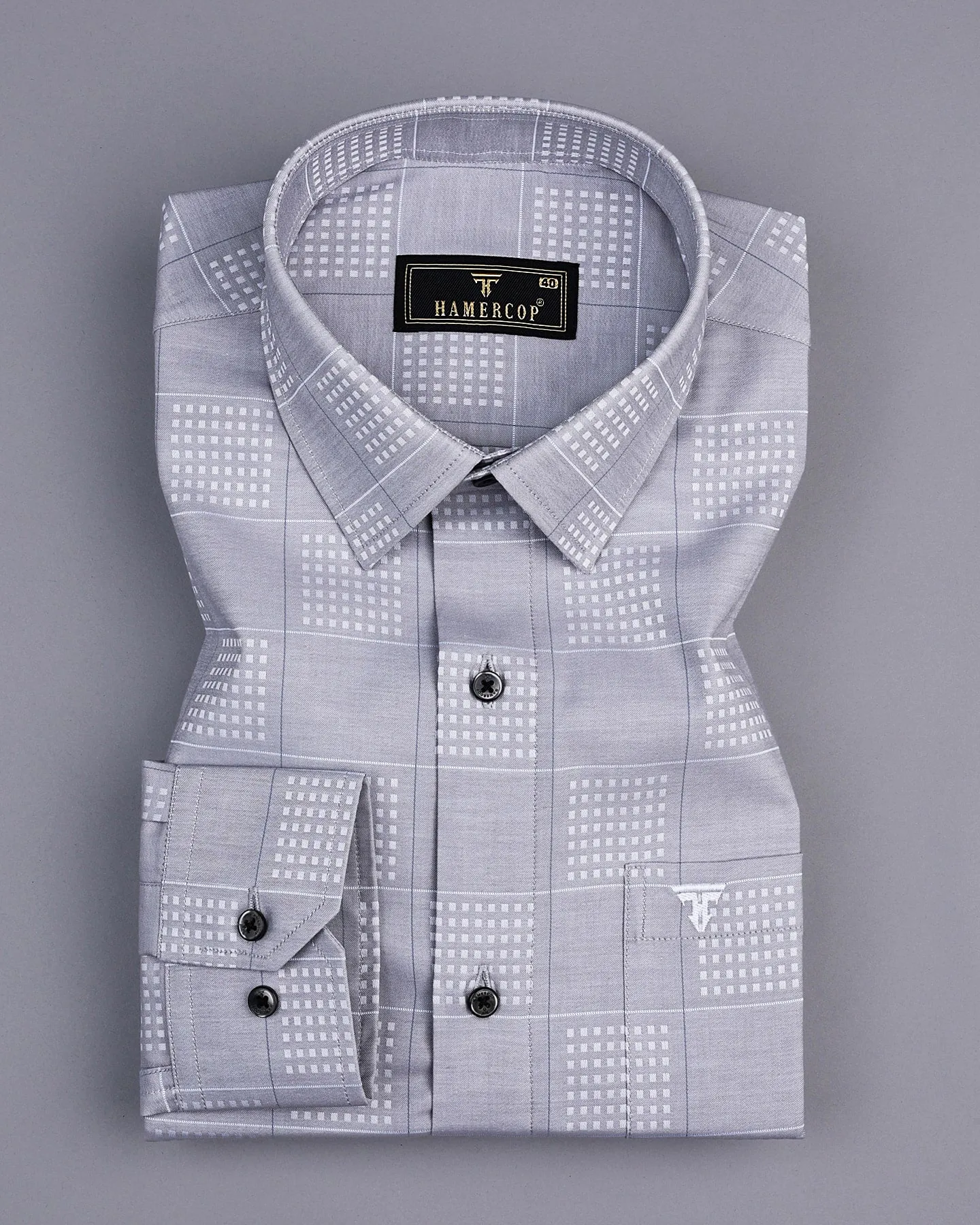 Ottarwa Gray Dobby Jacquard Check Premium Gizza Shirt