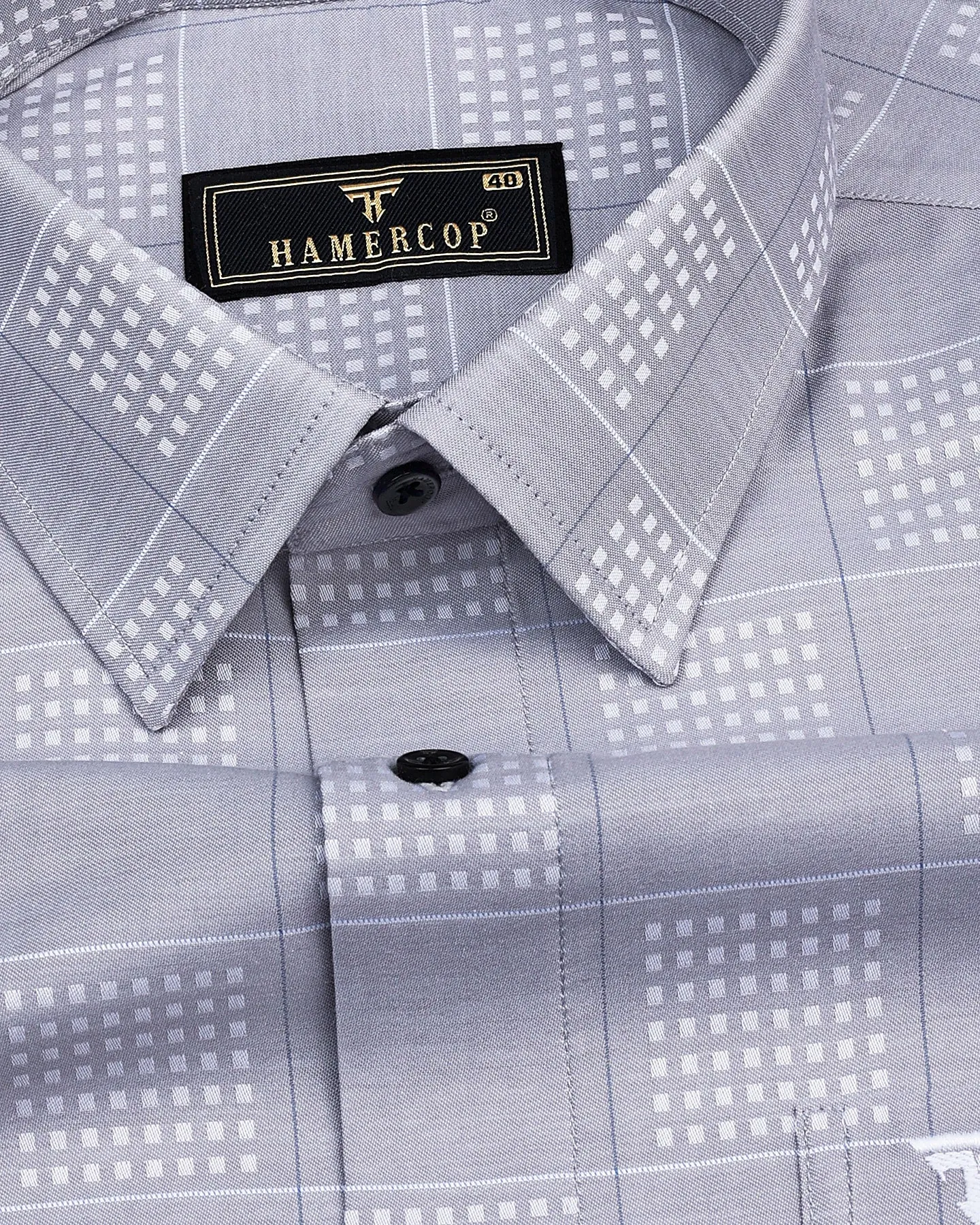 Ottarwa Gray Dobby Jacquard Check Premium Gizza Shirt