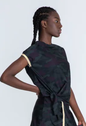 Queen Knot Sport Top Gold - Green Camo