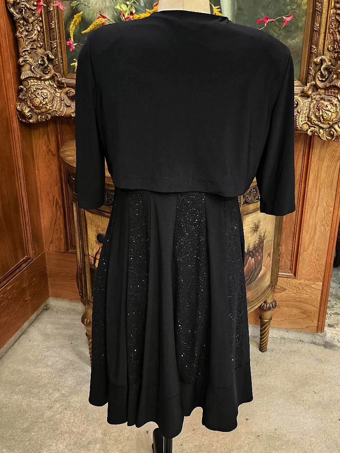 R & M RICHARDS SPARKLY COCKTAIL DRESS WITH BOLERO JACKET - WORN ONCE FOR AN HOUR