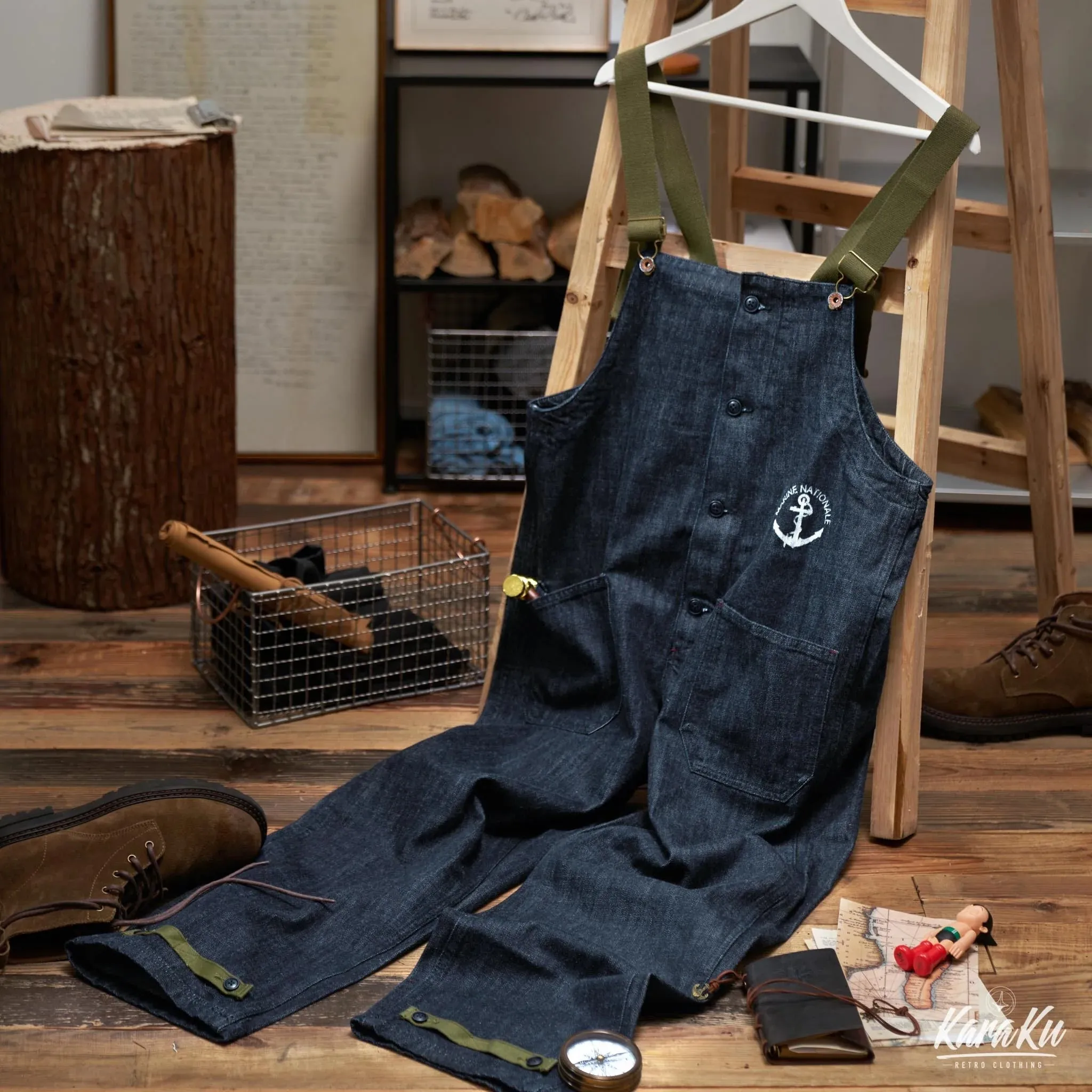 Retro Navy Deck Overalls