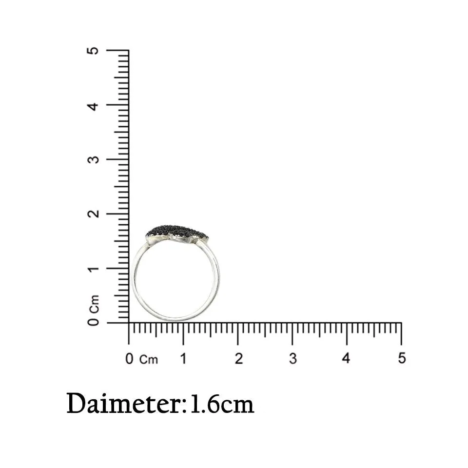 Silver Black Trendy Girls Ring
