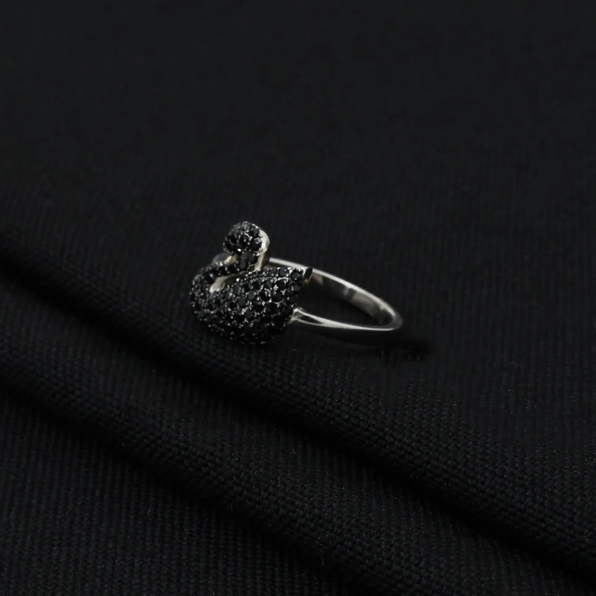 Silver Black Trendy Girls Ring