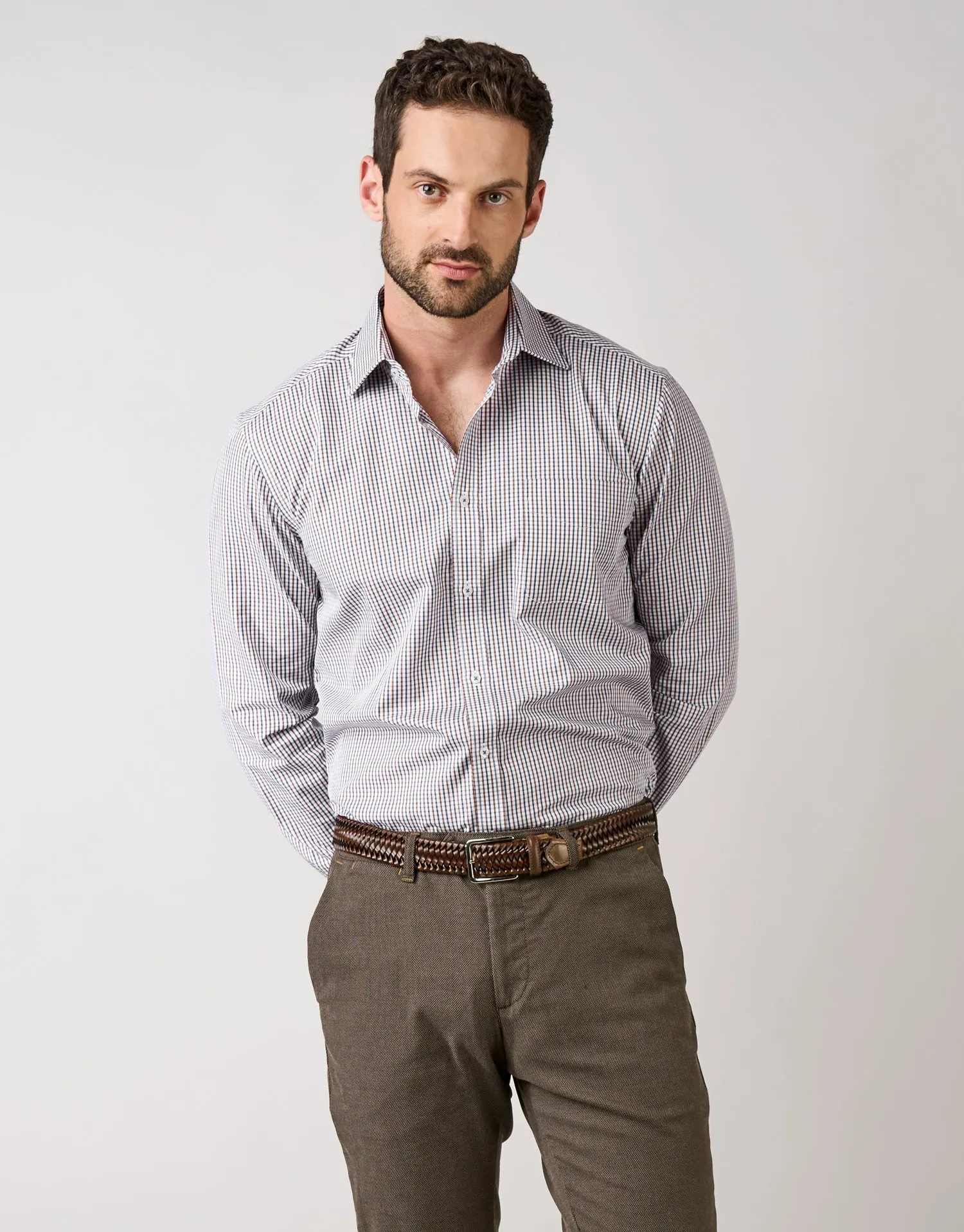Sinatra Brown & Navy Check Shirt