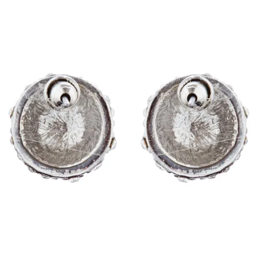 Sport Volleyball Crystal Rhinestone 14mm Drop Stud Fashion Earrings Silver Clear
