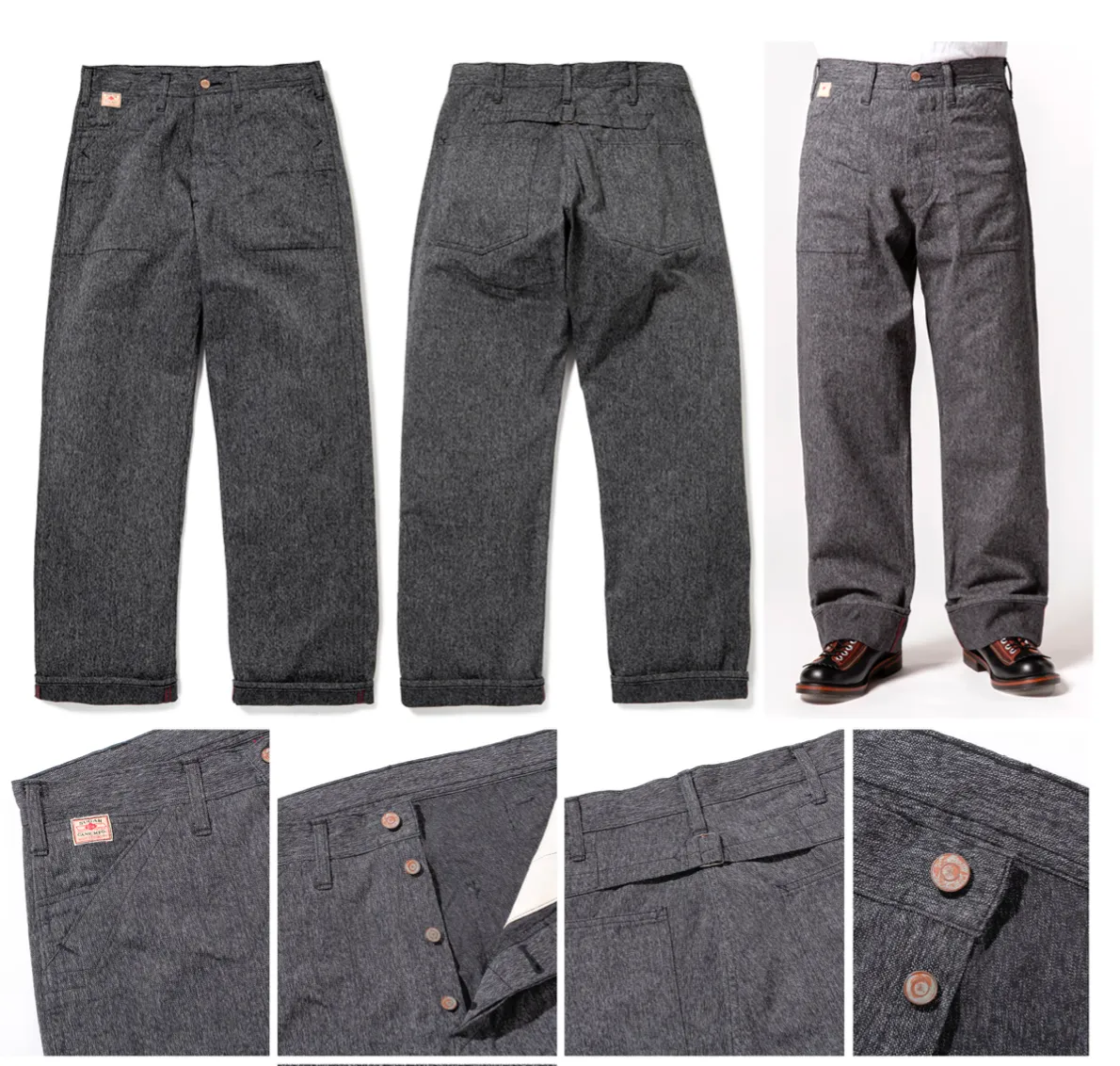 Sugar Cane, Engineer Pants, Black Covert