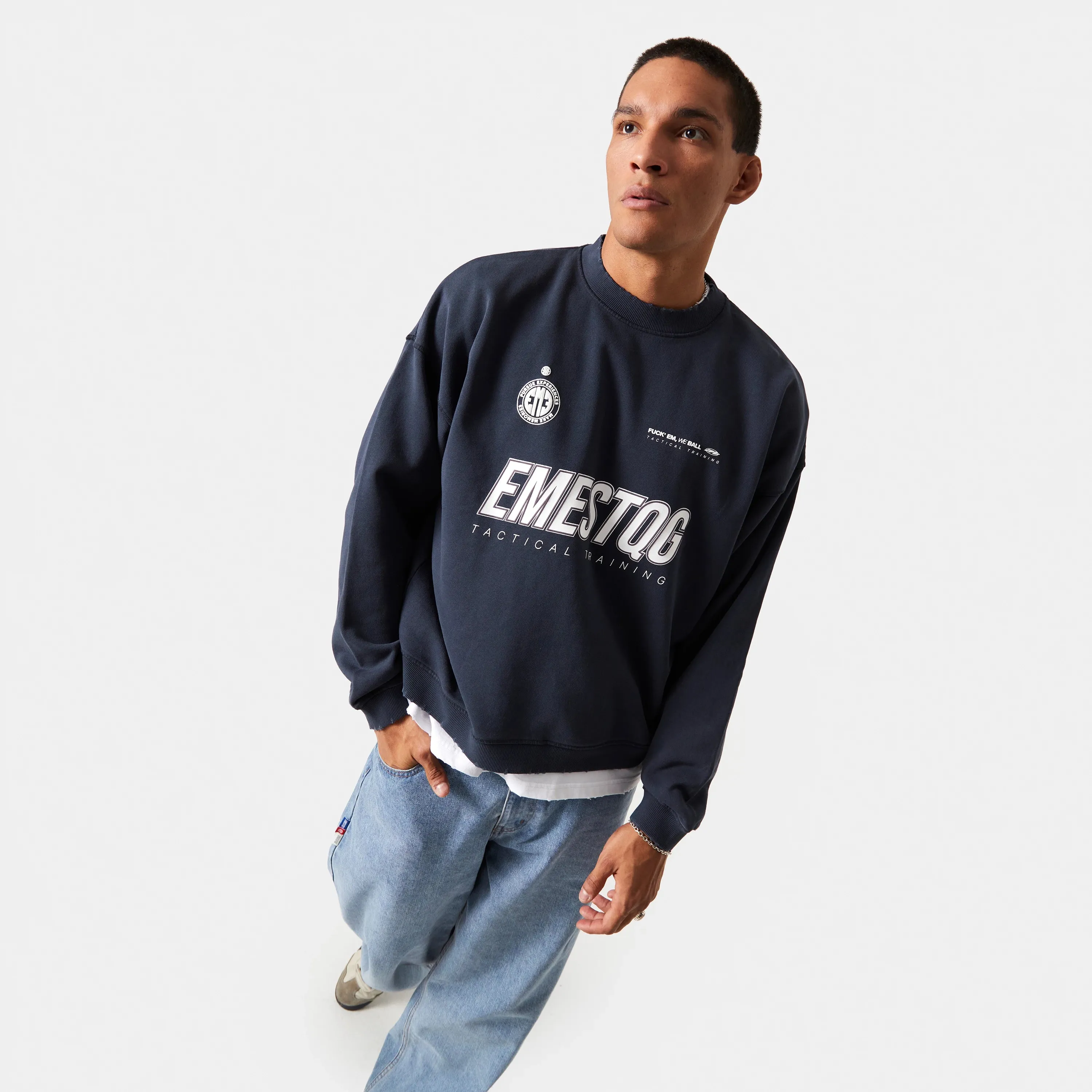 Tactical Navy Oversized Crewneck