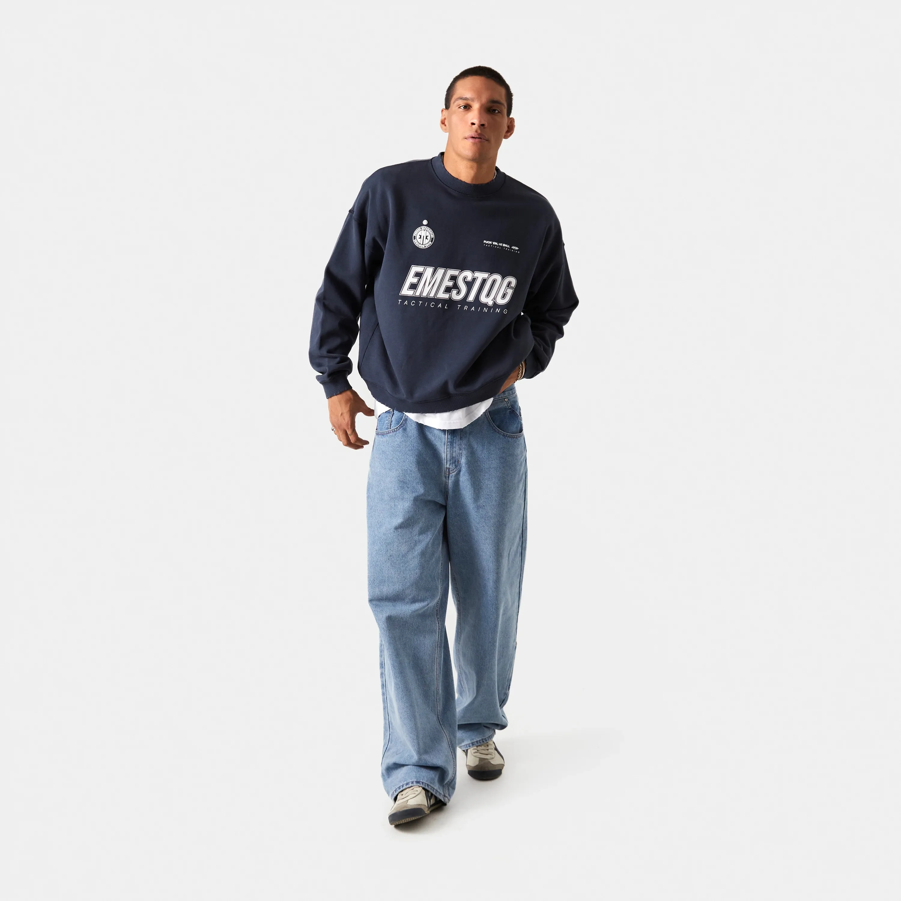 Tactical Navy Oversized Crewneck