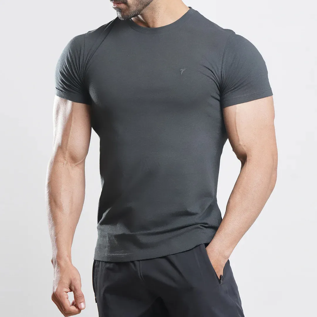 Tf-Charcoal Muscle-Fit Premium Lycra Tee
