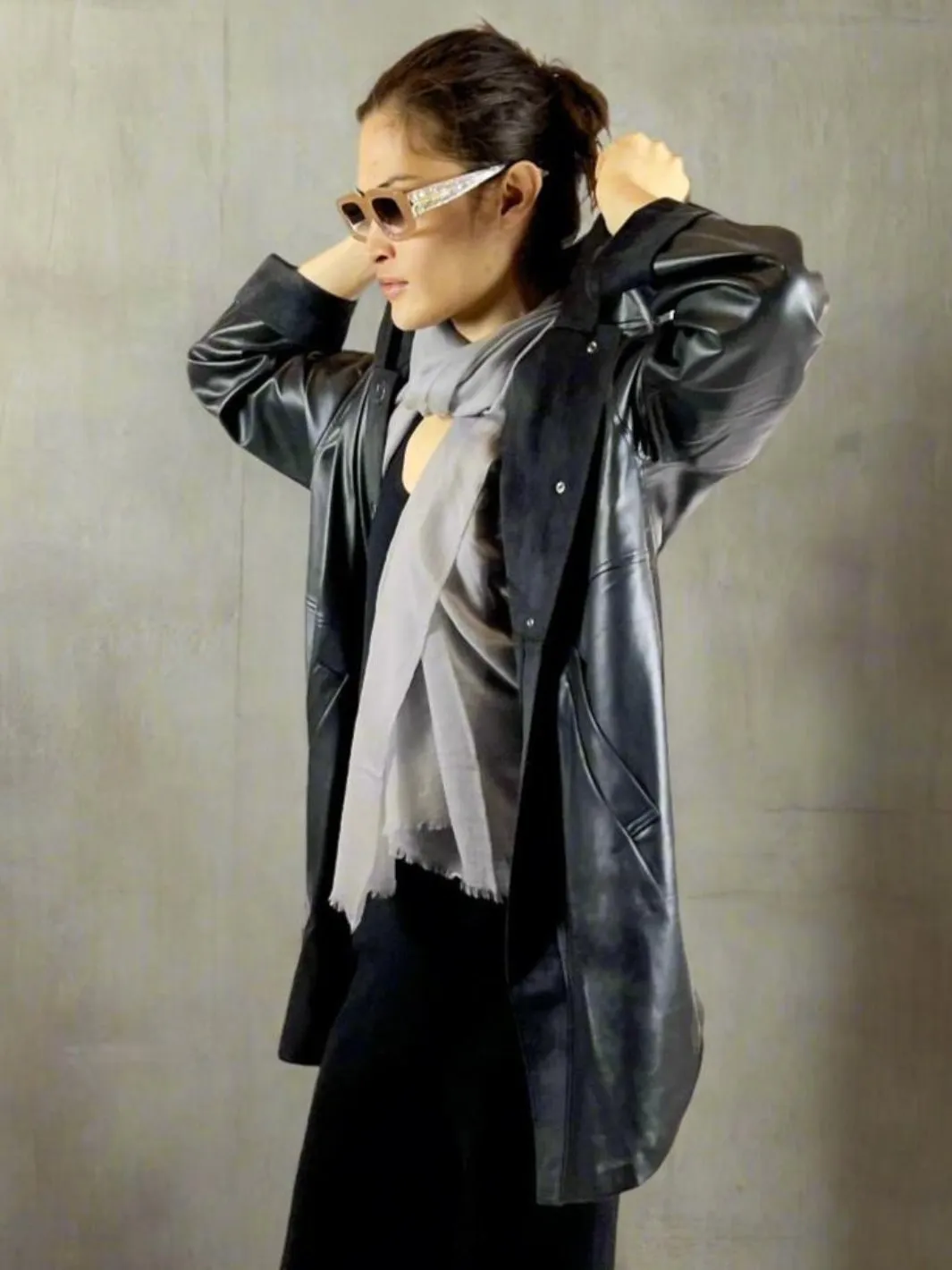 Vegan Leather Snap Front Hooded Jacket - The Dominic