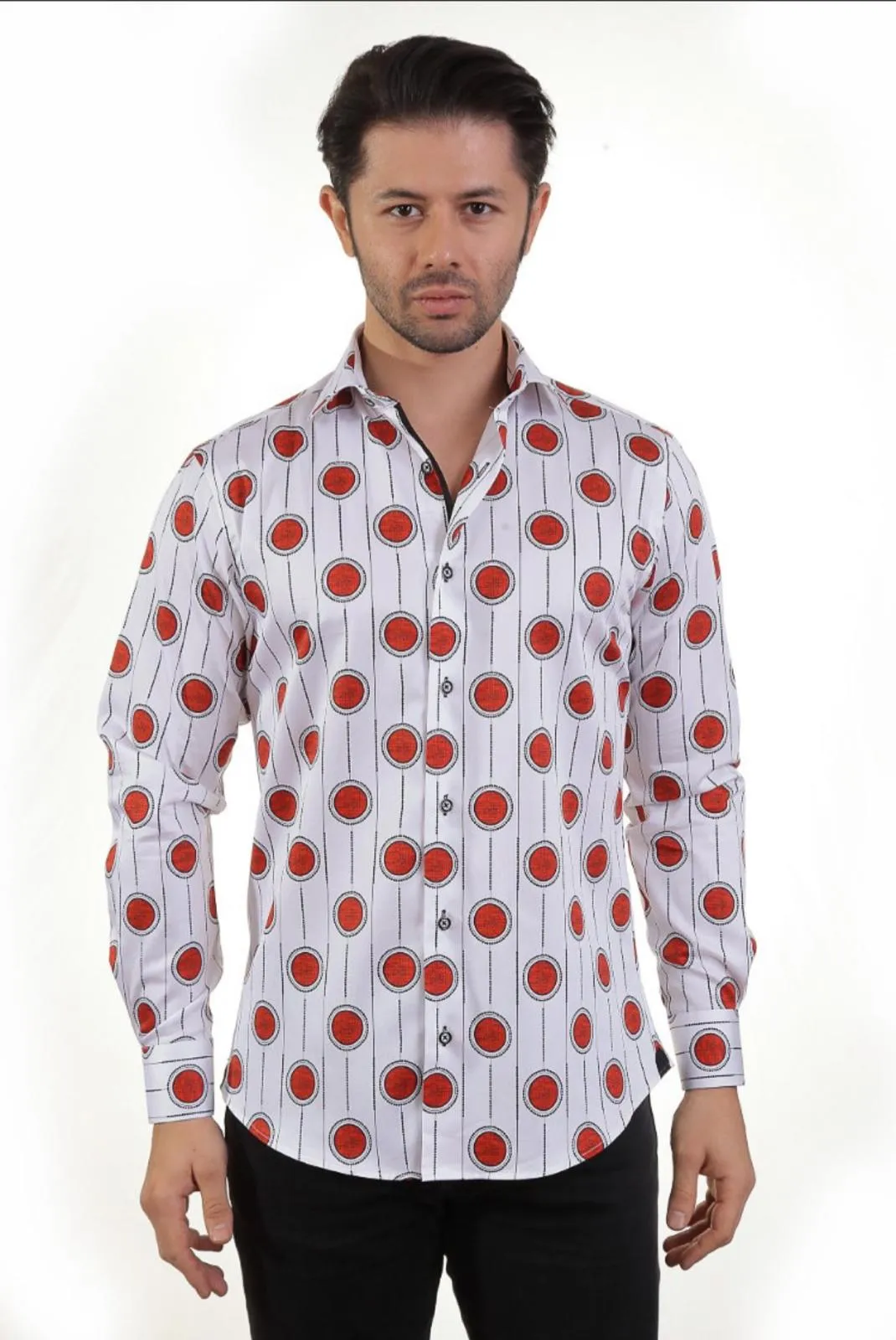 Vercini white red circles  shirt