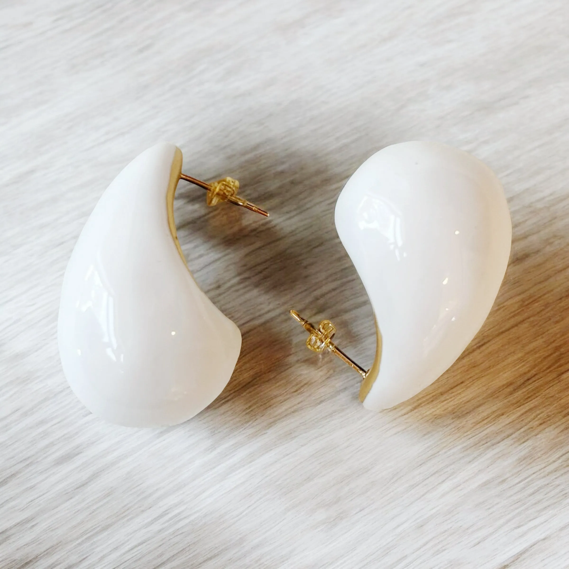 White Teardrop Earrings