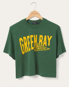 Women's Green Bay Packers Dual Threat Mock Neck Crop Tee