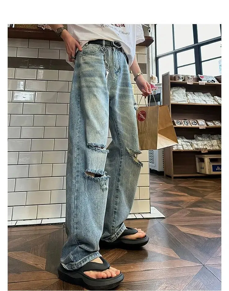 Woo Straight Wash Ripped Jeans