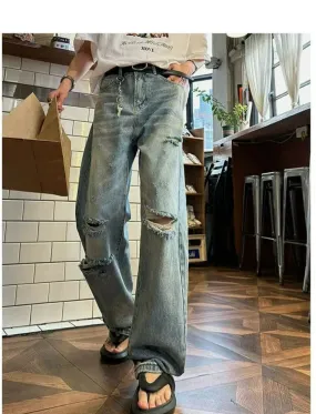 Woo Straight Wash Ripped Jeans